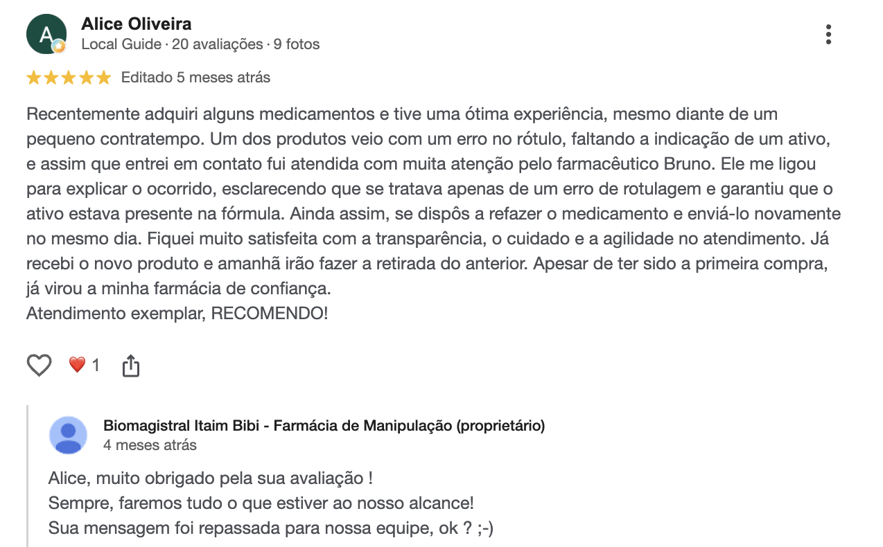 Avaliação de cliente 6